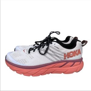 Hoka One One Clifton 6 Sneakers Pink White Sz 9